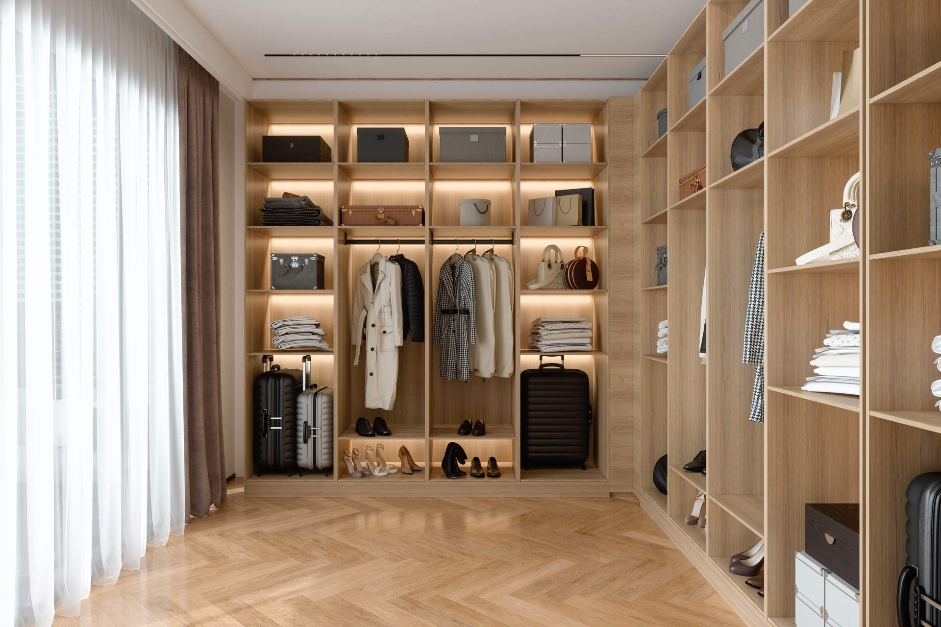 Intérieur moderne du dressing avec armoire